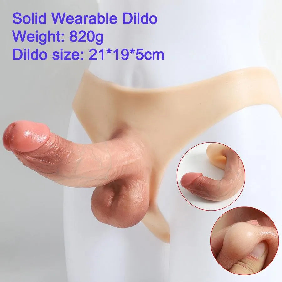 Realistic 8 inch Penis Hollow Dildo Panties