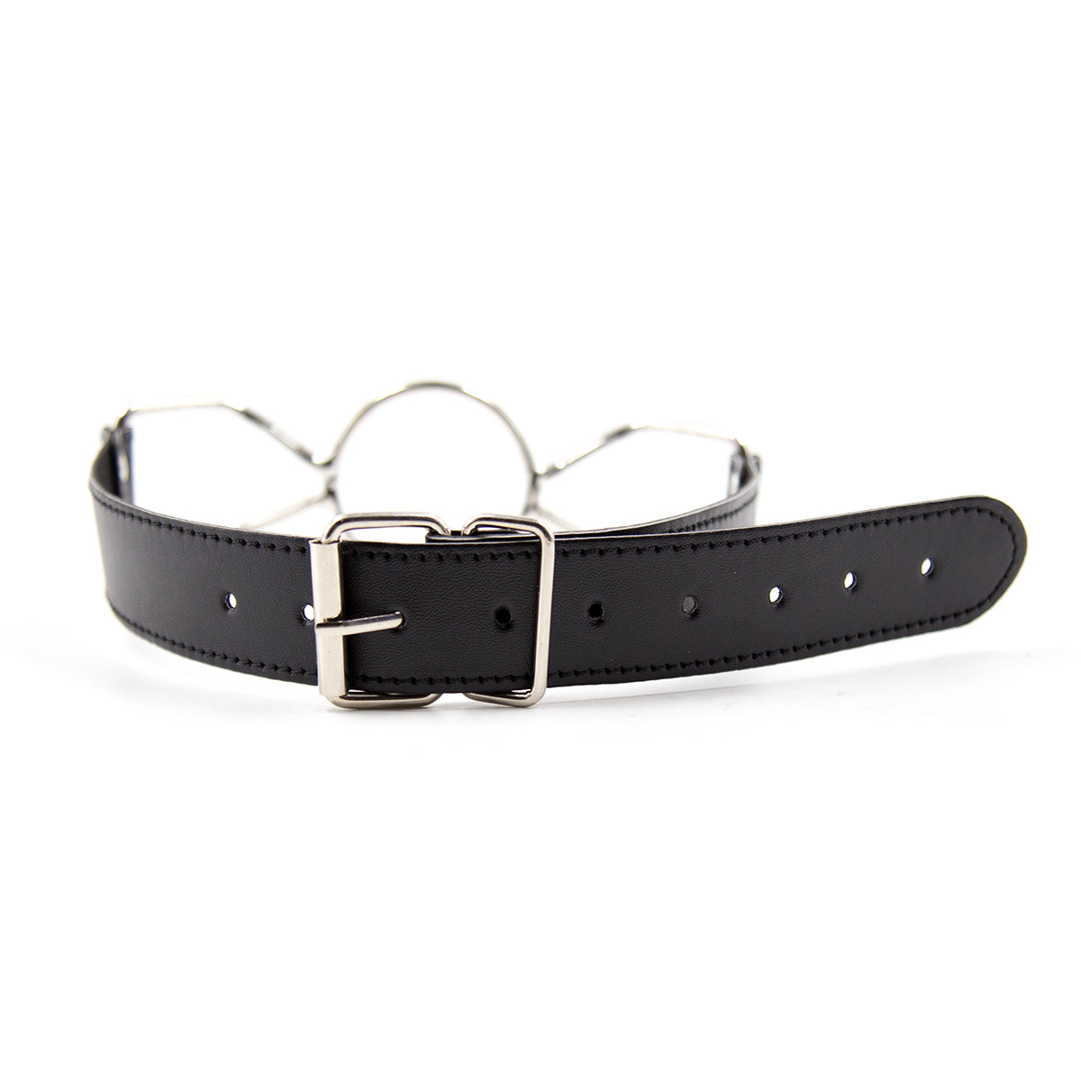 O Ring Gag Black Leather Straps Metal