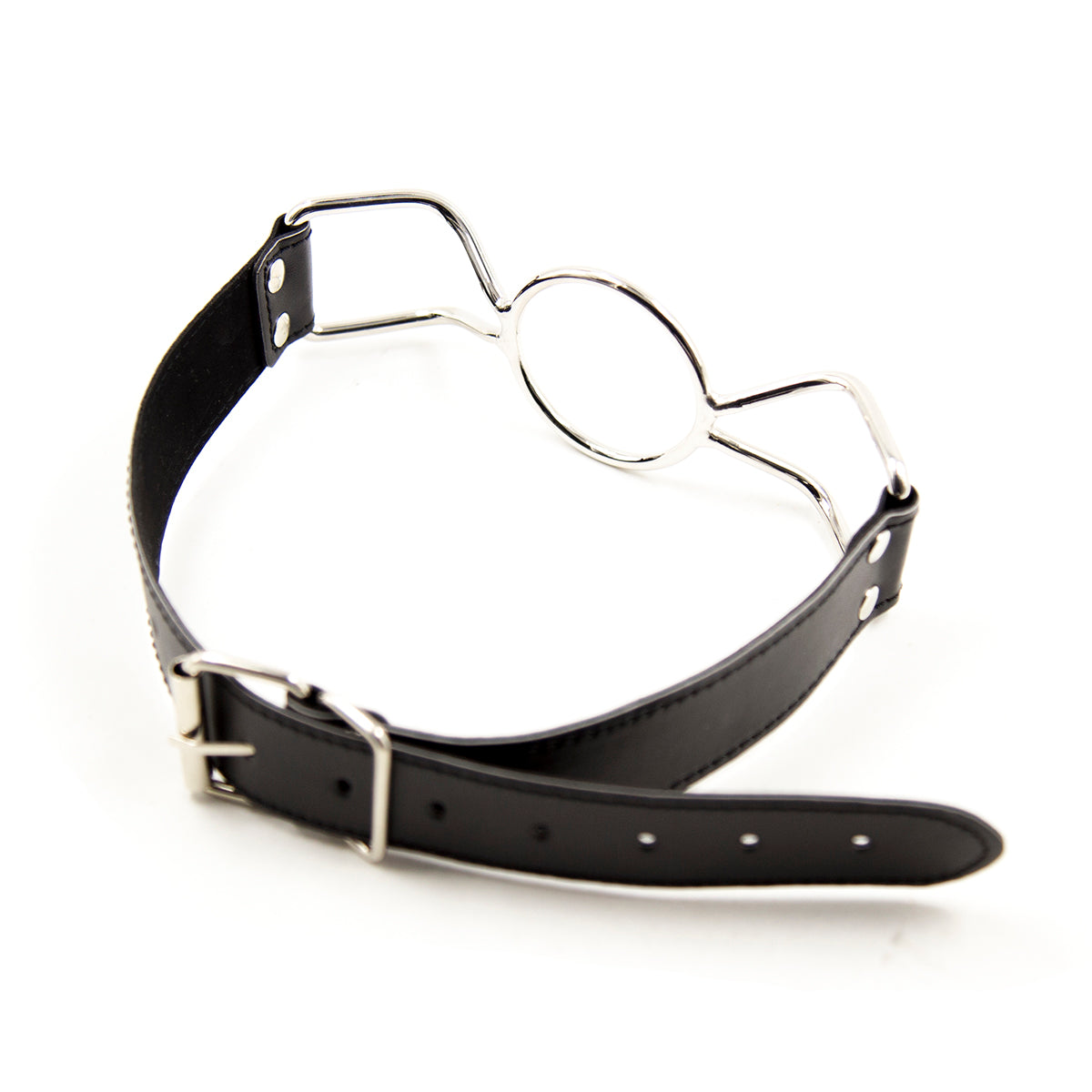 O Ring Gag Black Leather Straps Metal