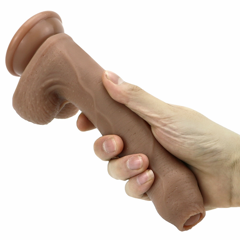 8 Inch Silicone Realistic Foreskin Dildo