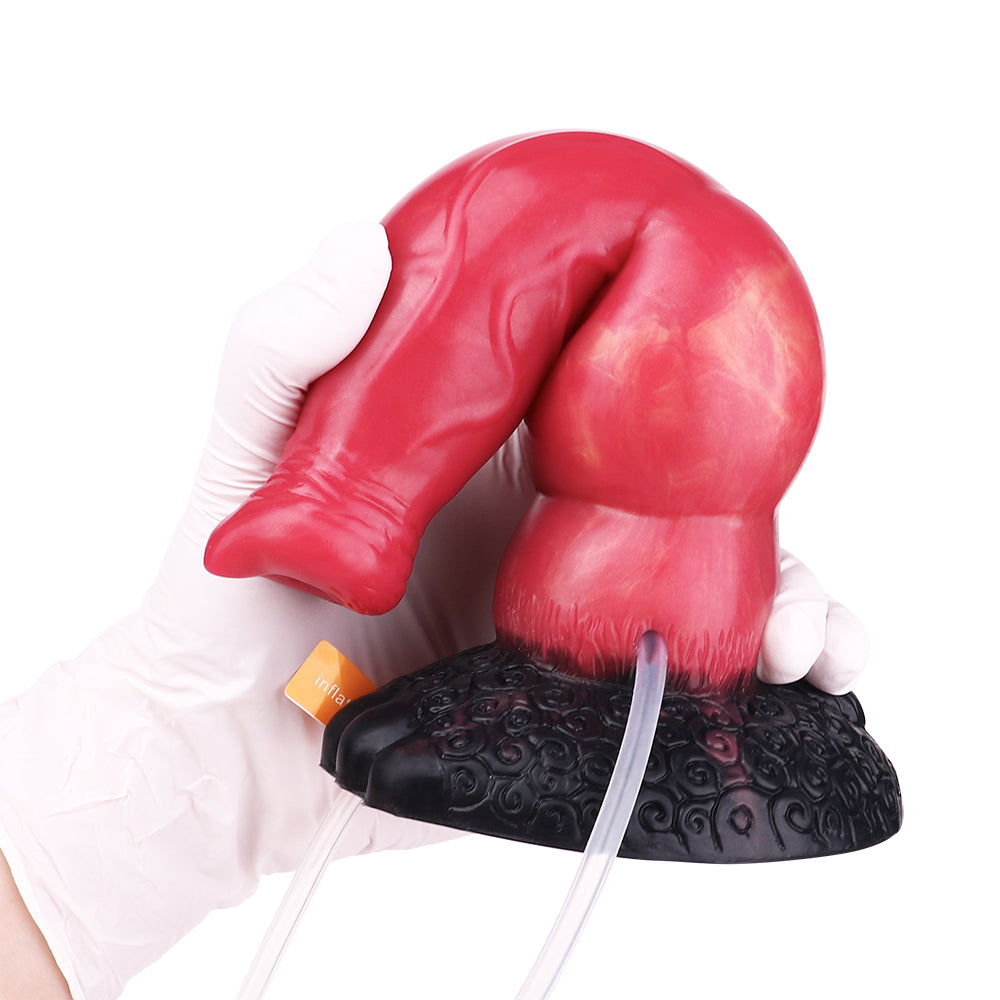 8 Inch Red Inflatable Dog Squirting Dildo
