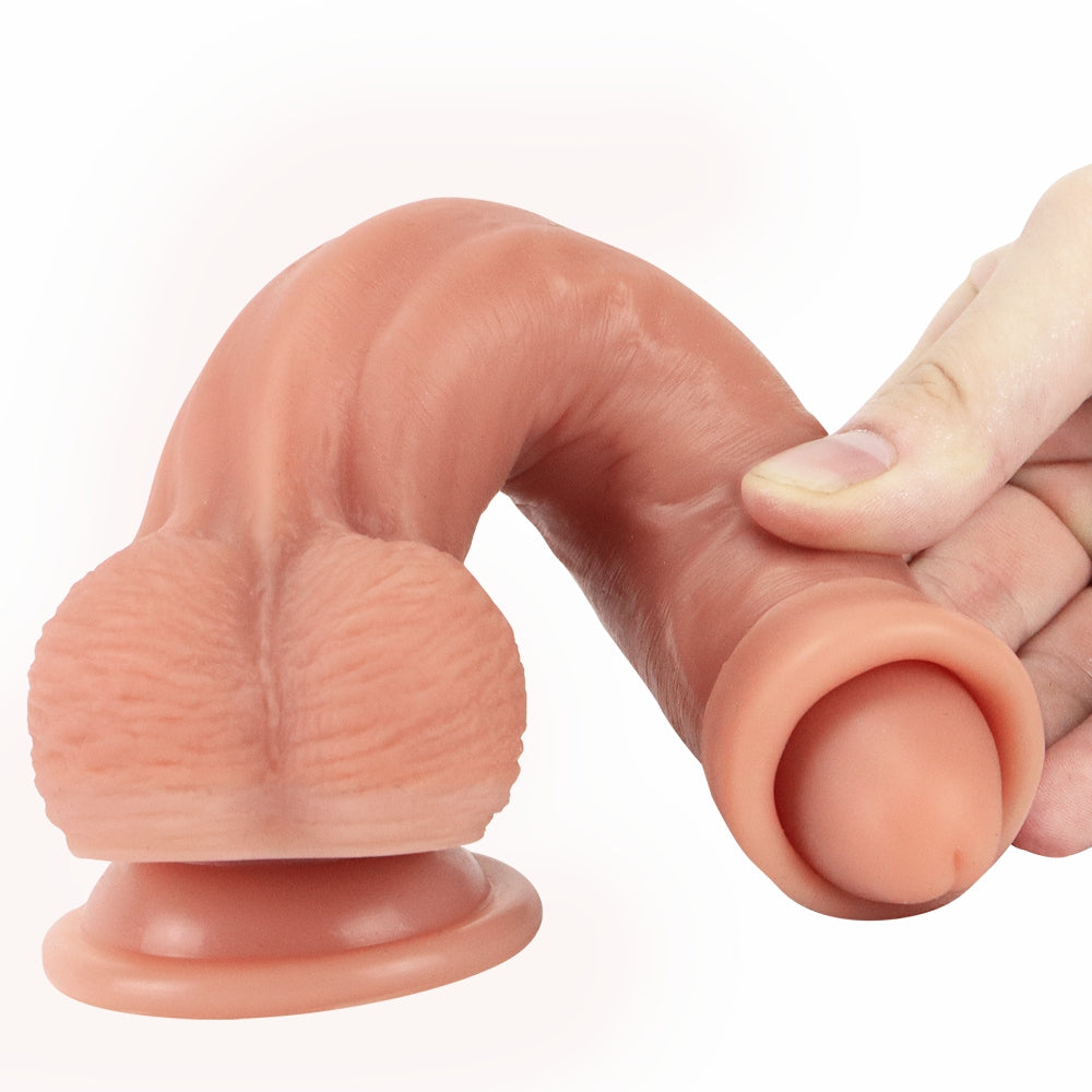 8 Inch Silicone Foreskin Realistic Dildo