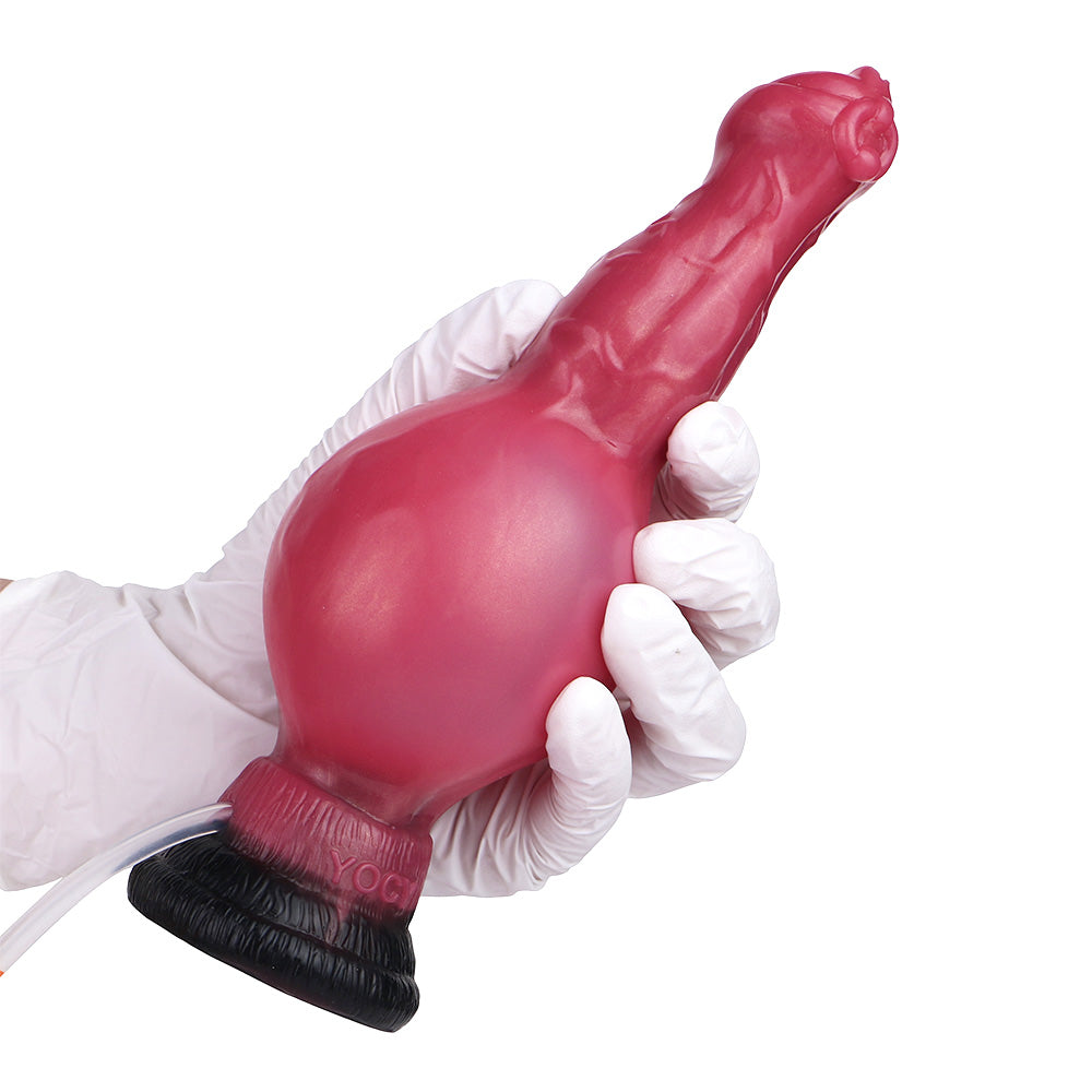 7 Inch Red Dog Inflatable Ejaculating Dildo