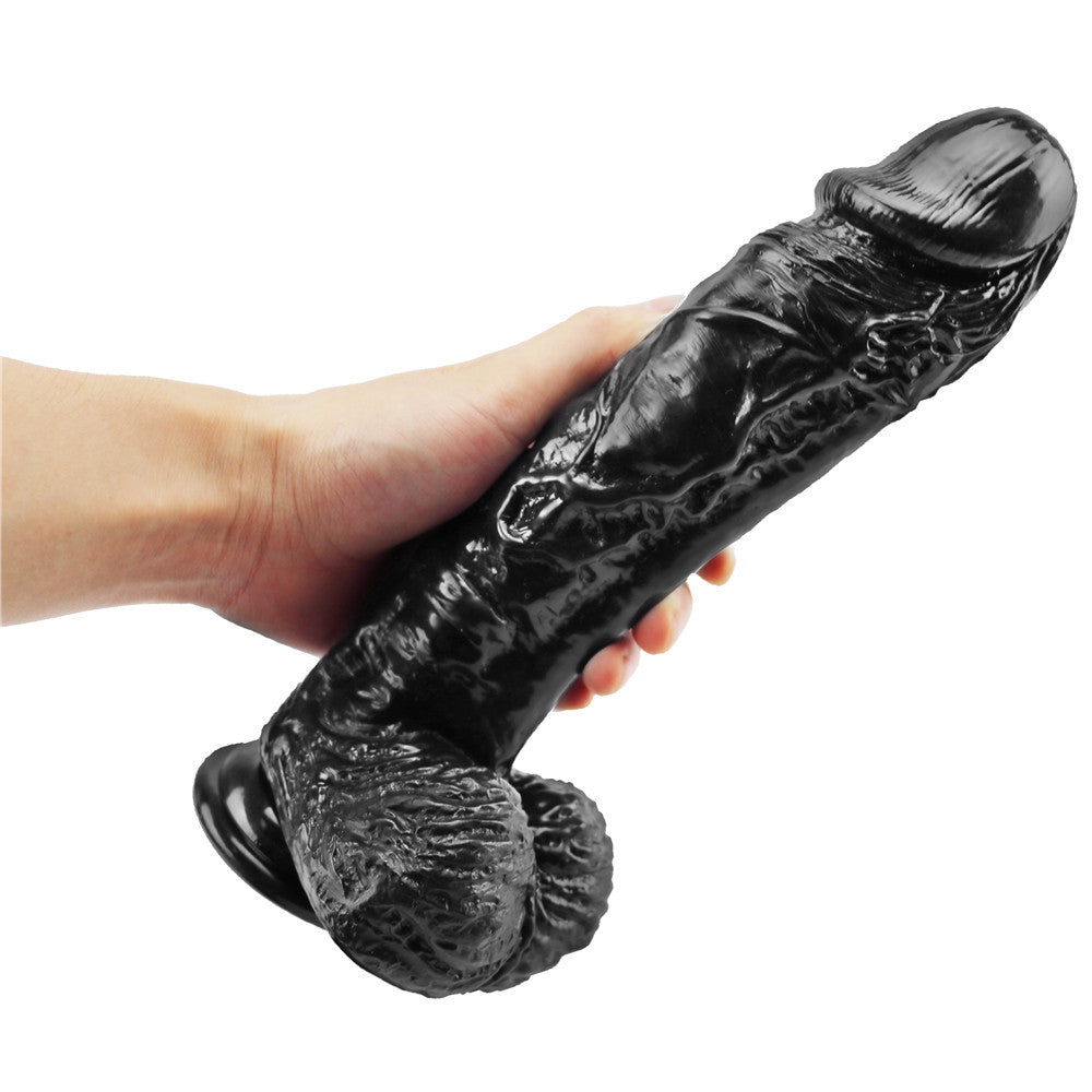 10 Inch Black Rough Realistic Big Dildo