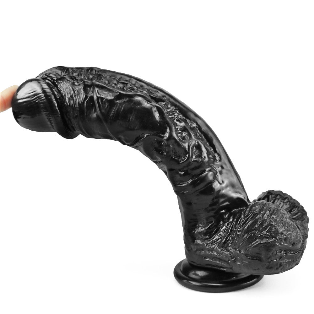 10 Inch Black Rough Realistic Big Dildo