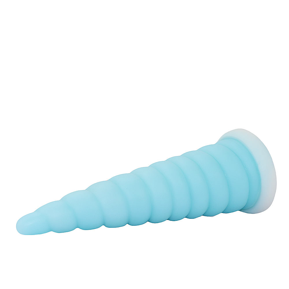 8 Inch Blue Spiral Cone Unicorn Dildo