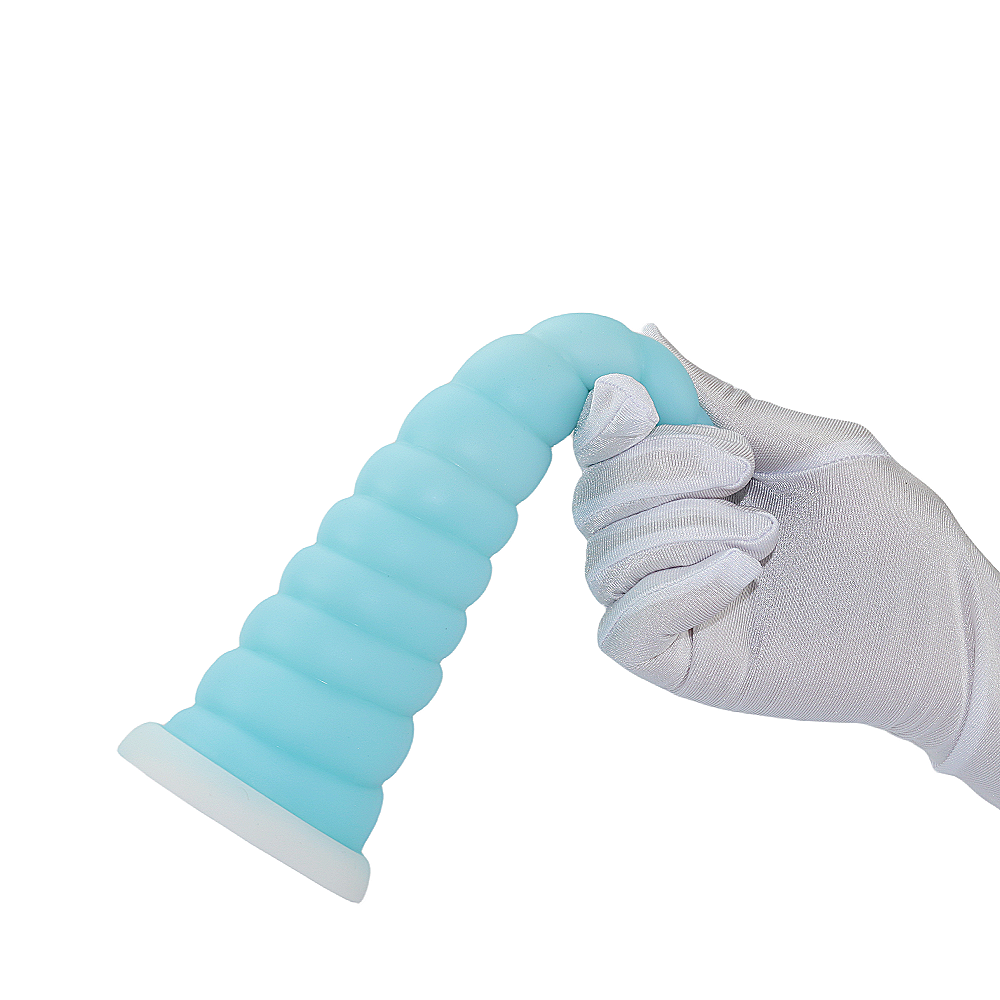 8 Inch Blue Spiral Cone Unicorn Dildo