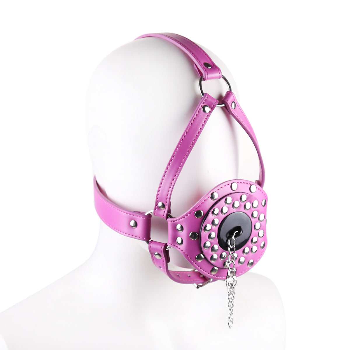 Pink Removable Leather BDSM Mask Ball Gag