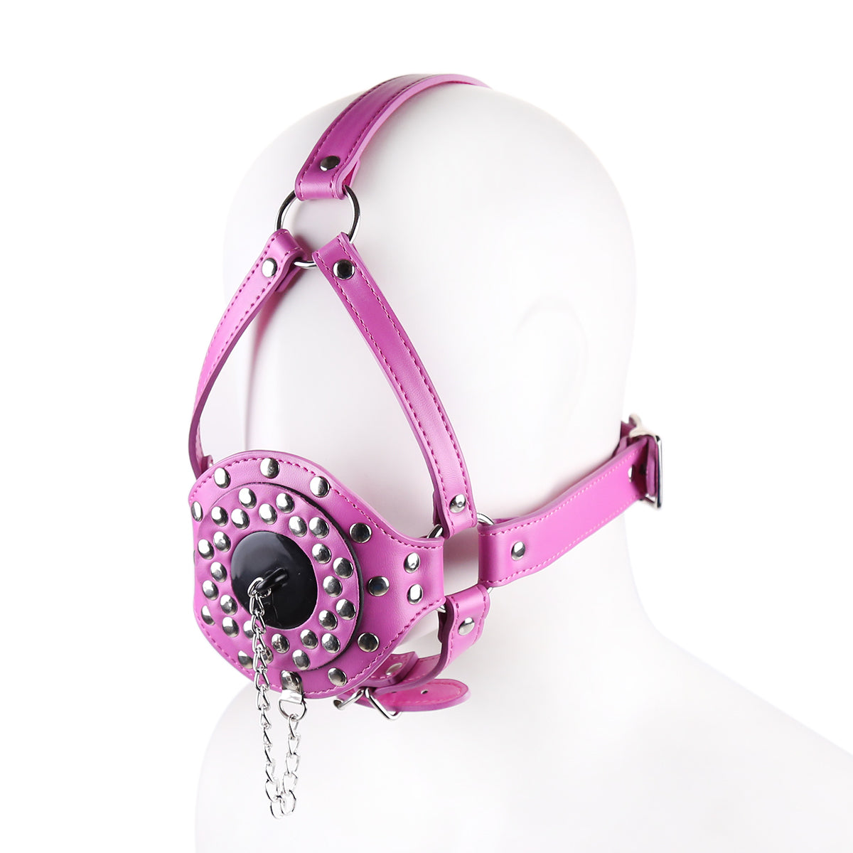 Pink Removable Leather BDSM Mask Ball Gag