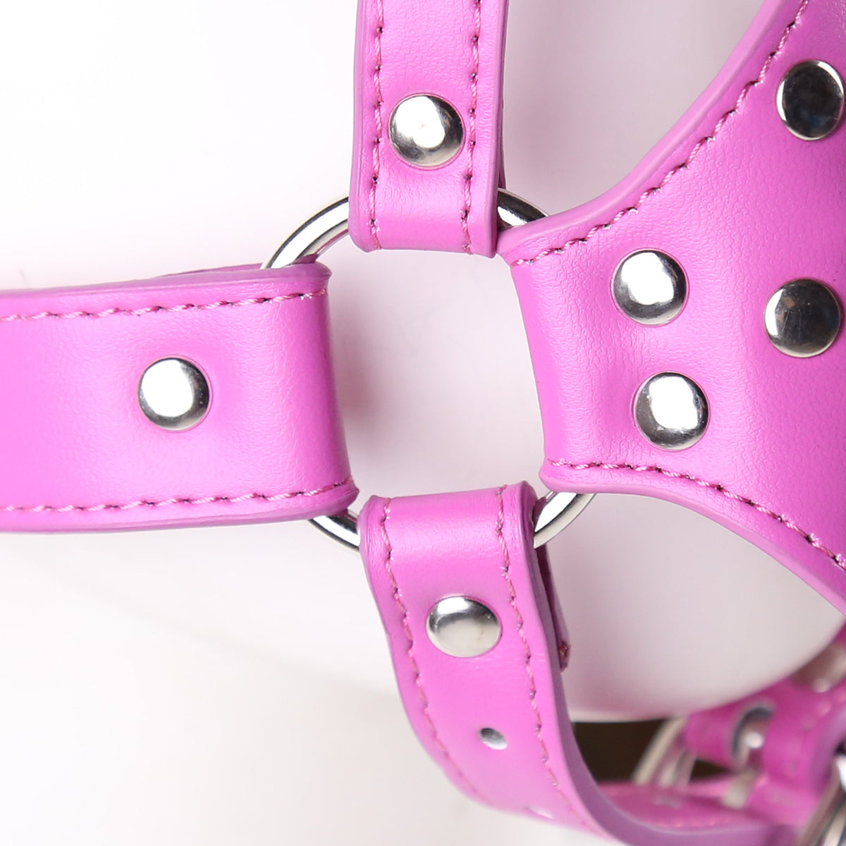 Pink Removable Leather BDSM Mask Ball Gag