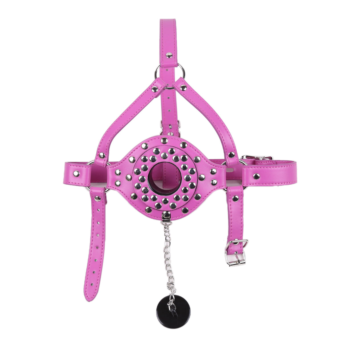 Pink Removable Leather BDSM Mask Ball Gag
