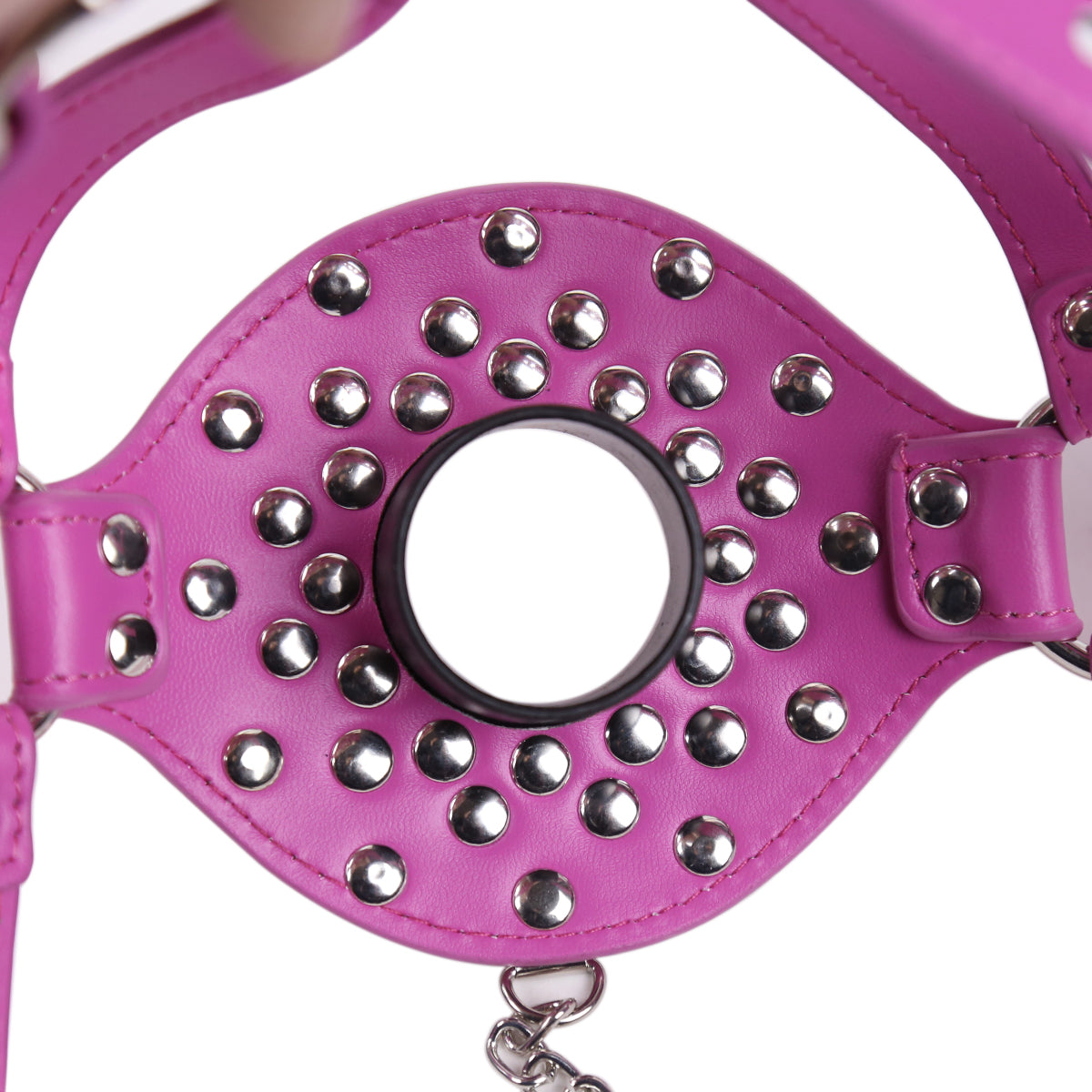Pink Removable Leather BDSM Mask Ball Gag