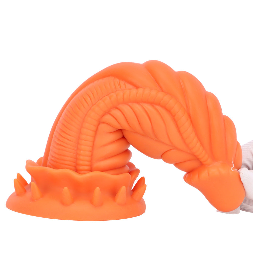 Orange 3 Inch Thick Spiked Dragon Dildo