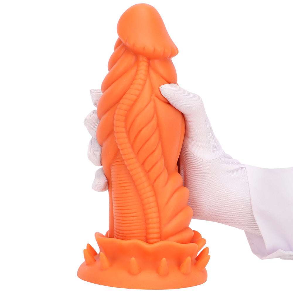 Orange 3 Inch Thick Spiked Dragon Dildo