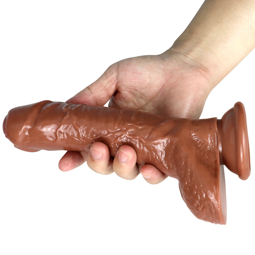 8 Inch Realistic Brown Dildo with Foreskin