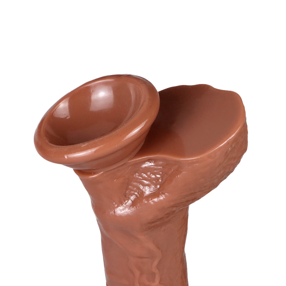 8 Inch Realistic Brown Dildo with Foreskin