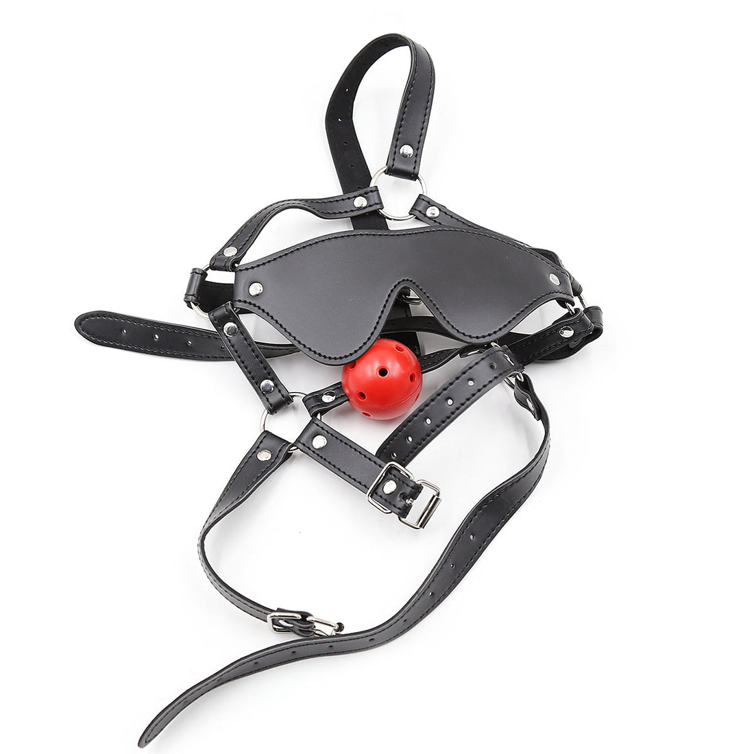 Bondage Black Blindfold Red BDSM Ball Gag