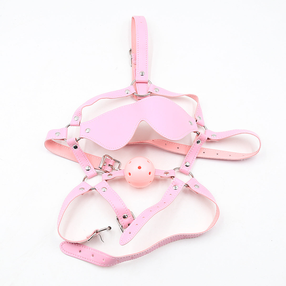 Pink Blindfold Bondage Open Mouth BDSM Ball Gag