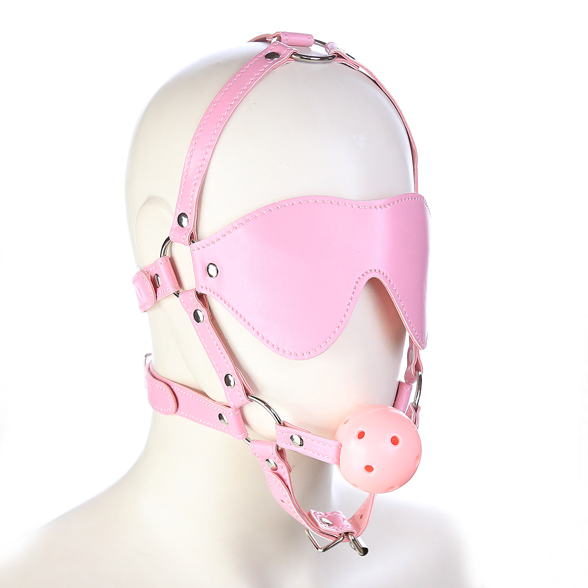 Pink Blindfold Bondage Open Mouth BDSM Ball Gag
