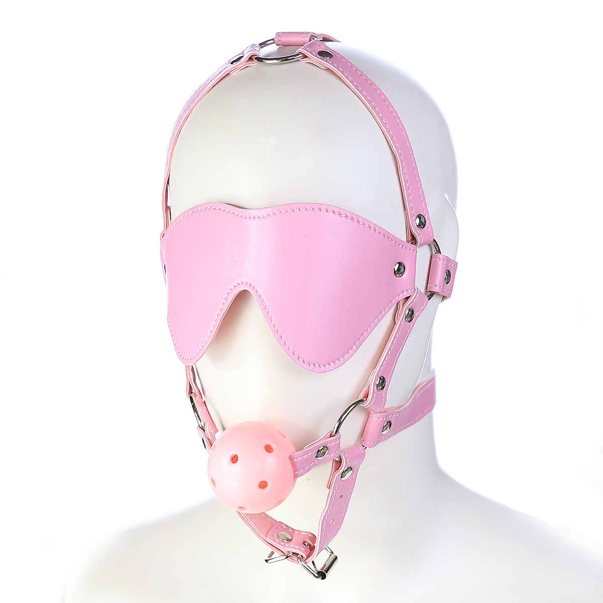 Pink Blindfold Bondage Open Mouth BDSM Ball Gag