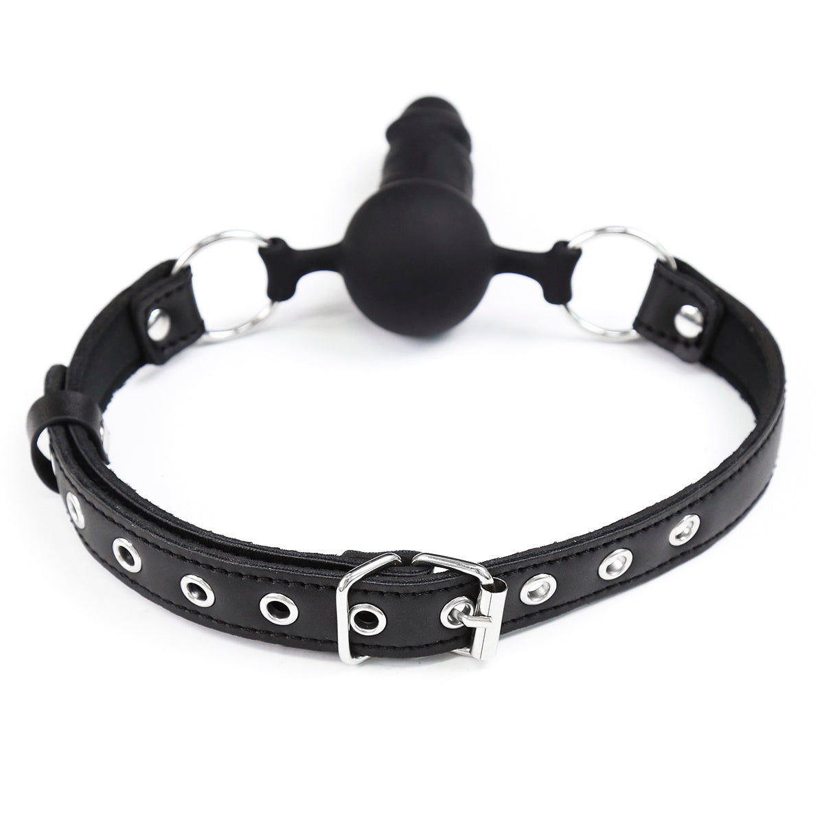 Black Leather Bondage BDSM Dildo Gag