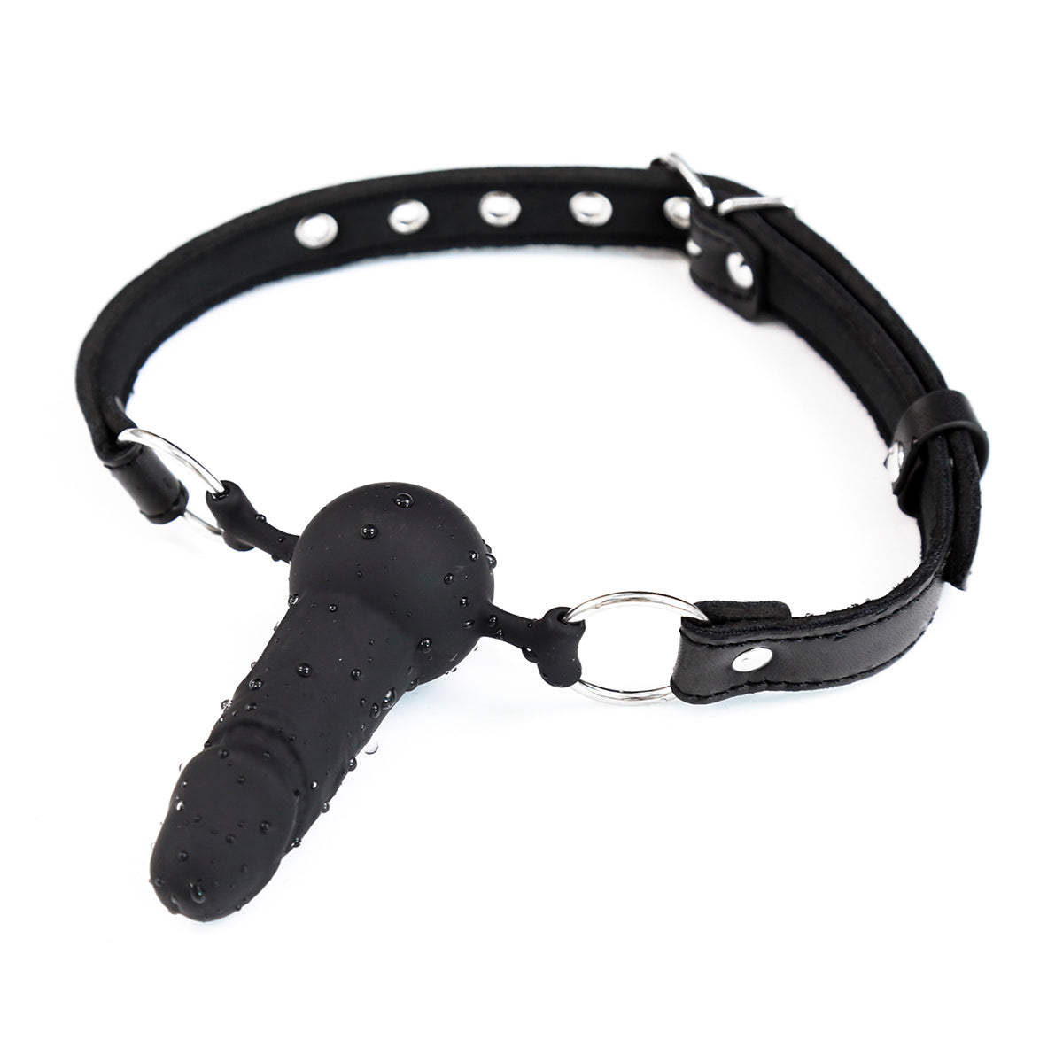 Black Leather Bondage BDSM Dildo Gag