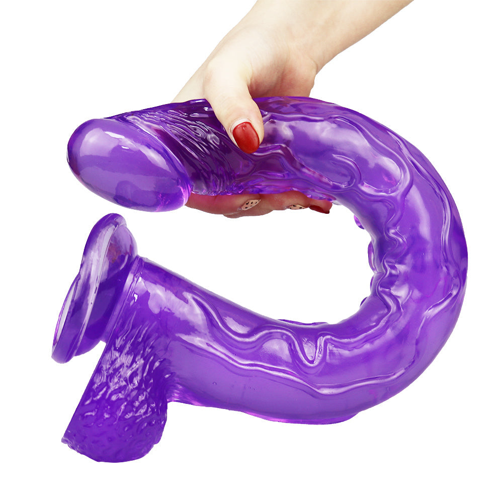 16 Inch Purple Extra Long Jelly Dildo