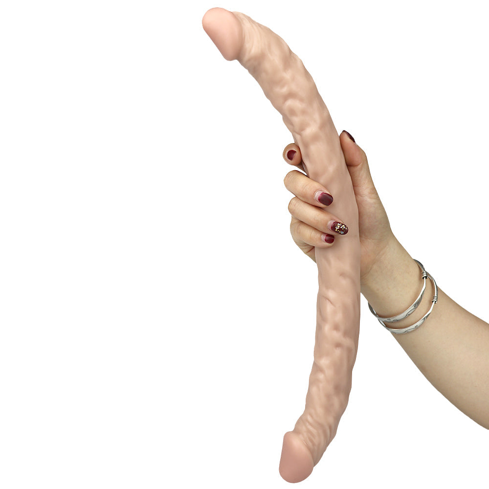 16 Inch Extra Long White Double Headed Dildo
