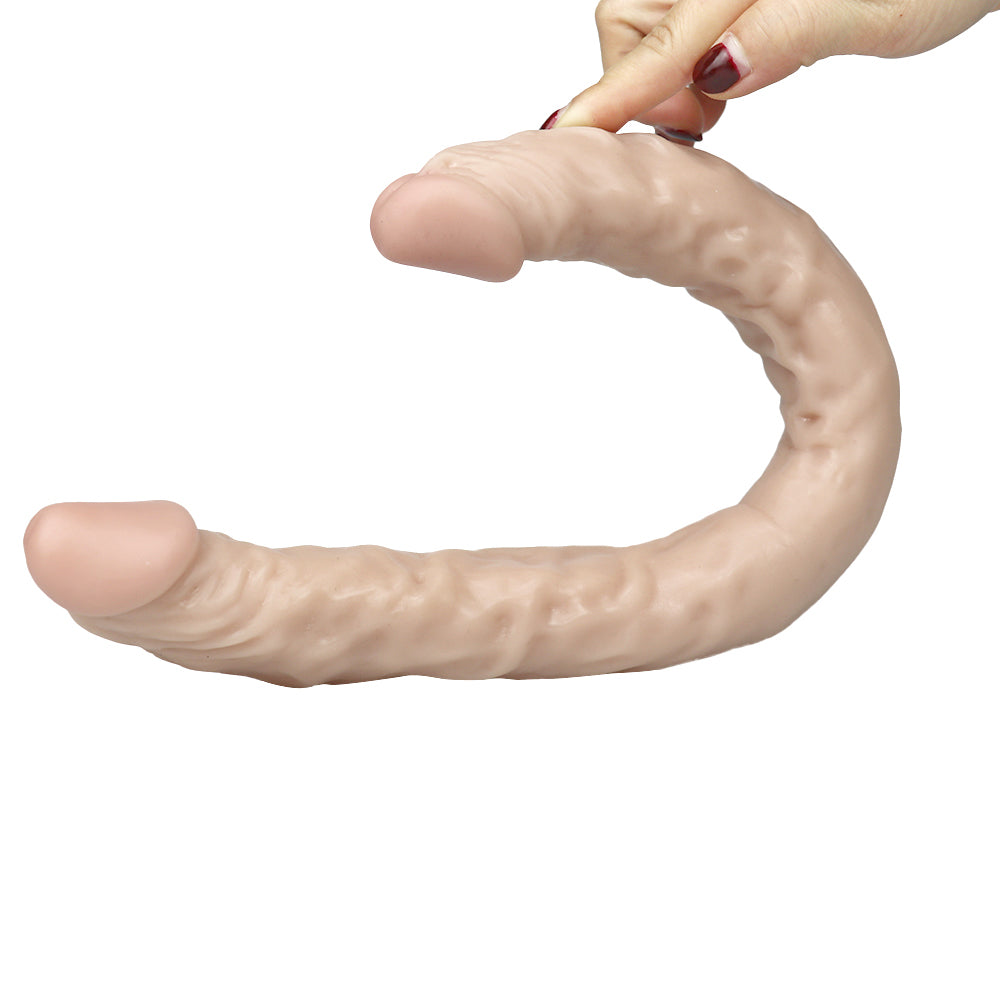 16 Inch Extra Long White Double Headed Dildo