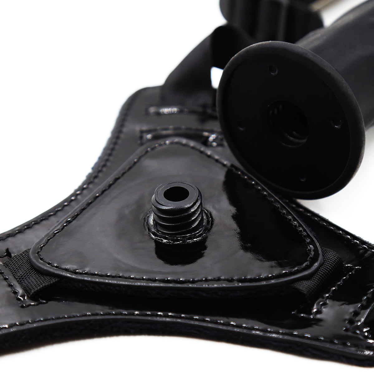 Black Shiny Leather 5.9 Inch Strap On Dildo