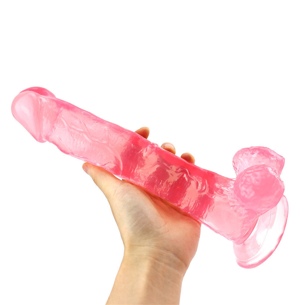 10 Inch Pink Clear Jelly Dildo