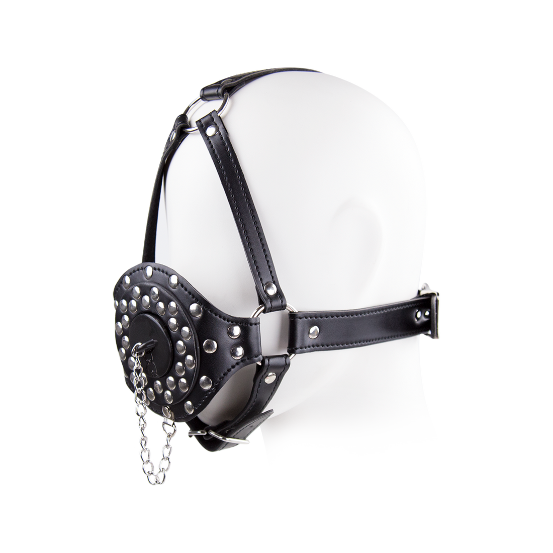 Black Leather Removable BDSM Ball Mask Gag
