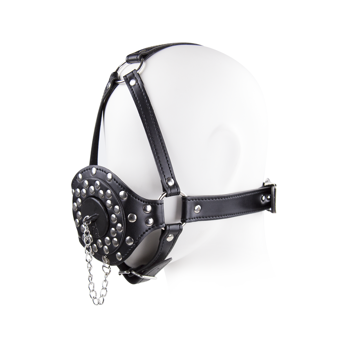 Black Leather Removable BDSM Ball Mask Gag