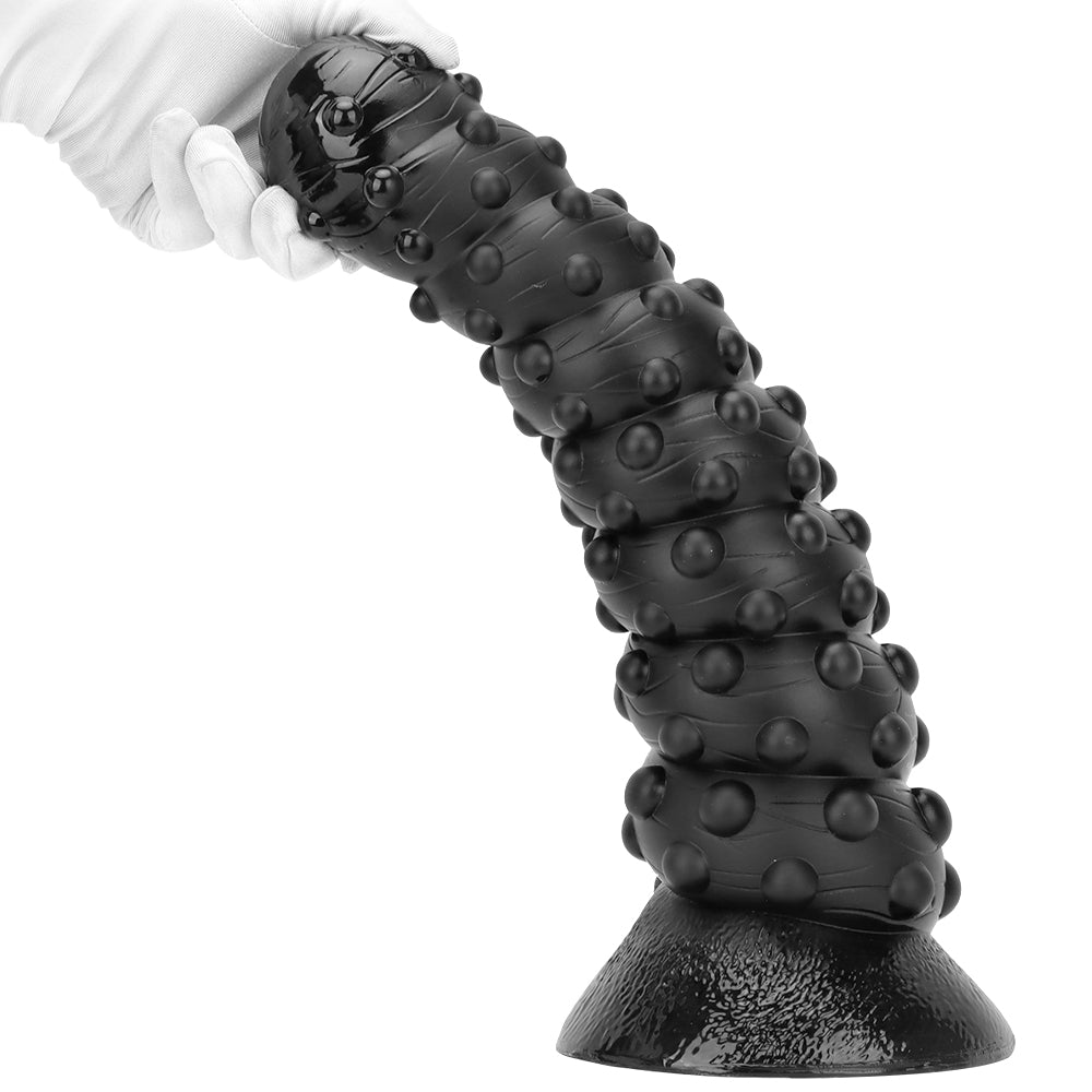15 Inch Threaded Bossy Dot Big Black Dildo