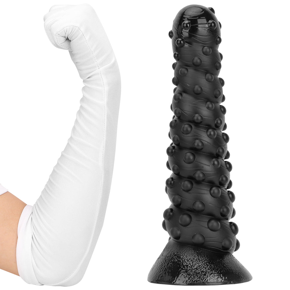 15 Inch Threaded Bossy Dot Big Black Dildo