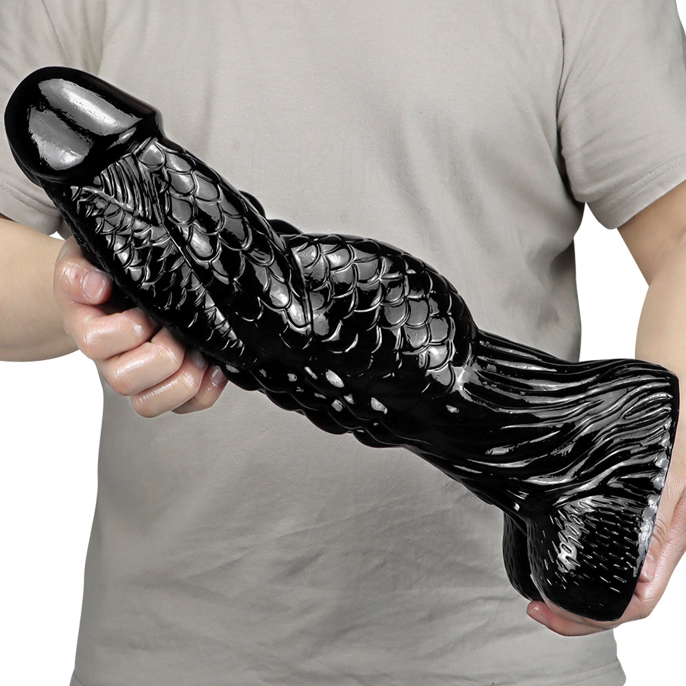 14 Inch Long Huge Black Dragon Dildo