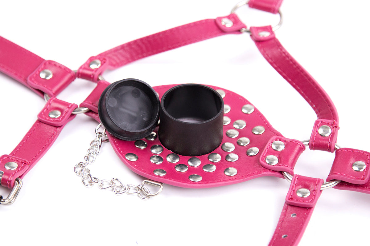 Removable Leather Bondage BDSM Ball Gag Mask