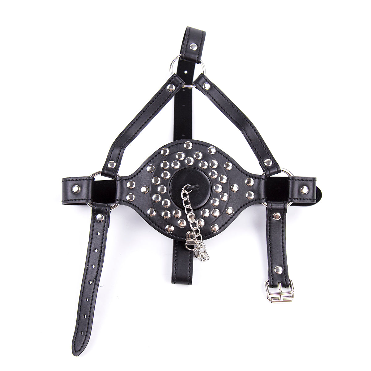 Black Leather Removable BDSM Ball Mask Gag