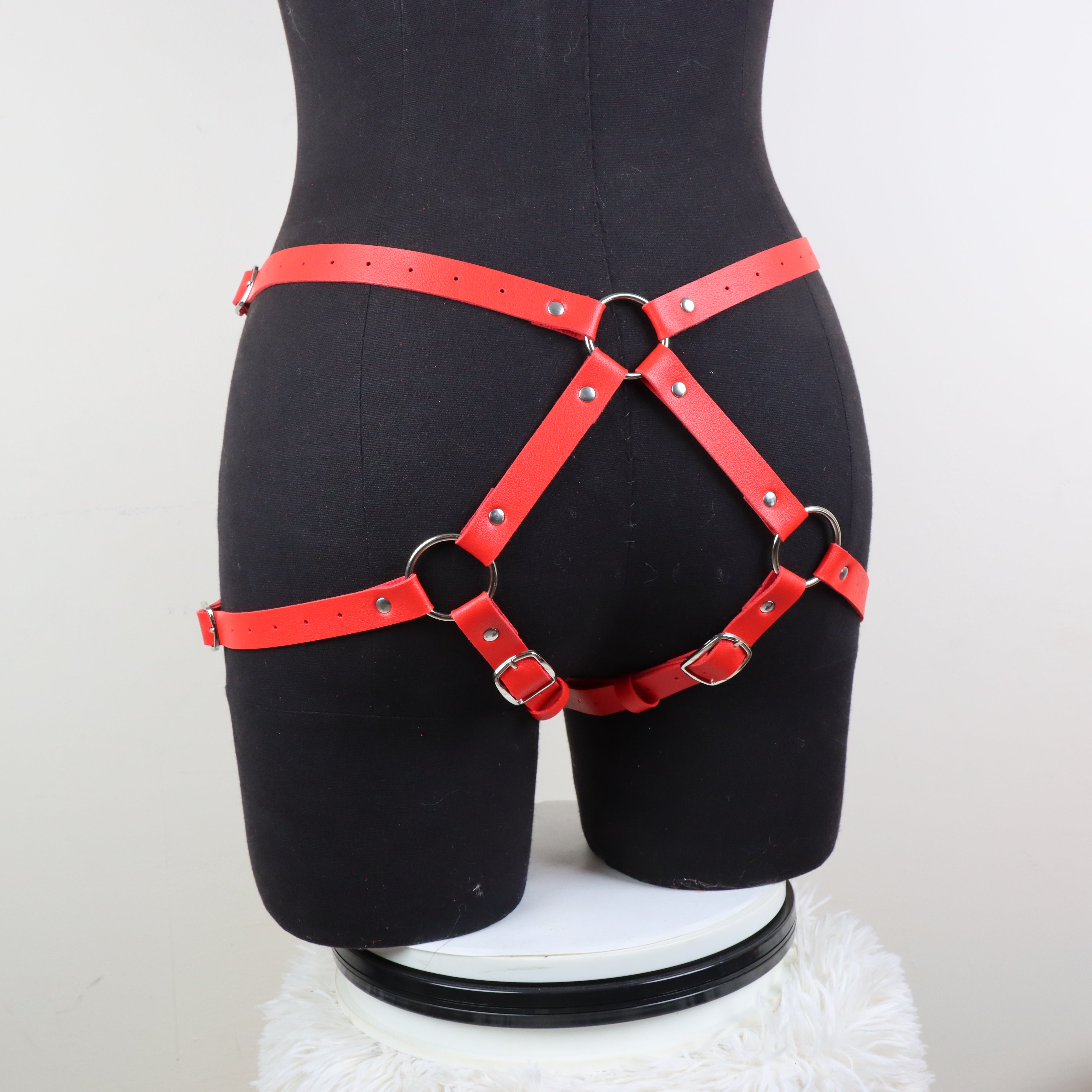 Red Premium Leather Strap On Harness