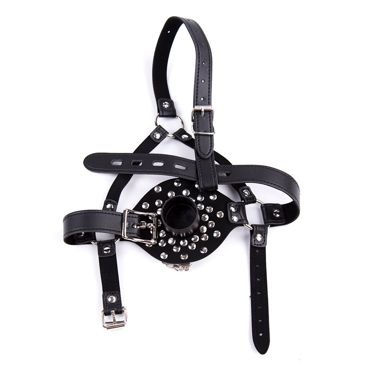 Black Leather Removable BDSM Ball Mask Gag