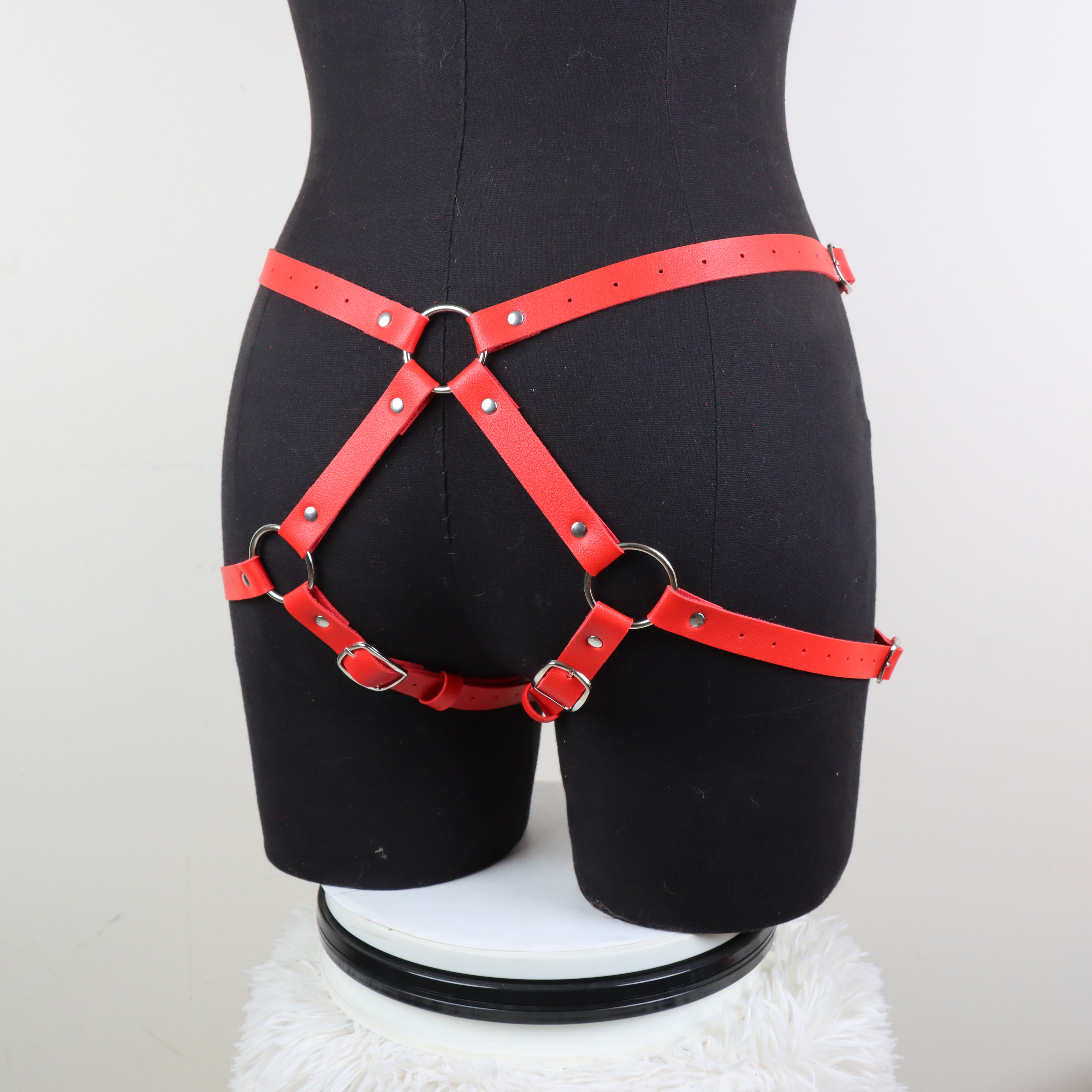 Red Premium Leather Strap On Harness