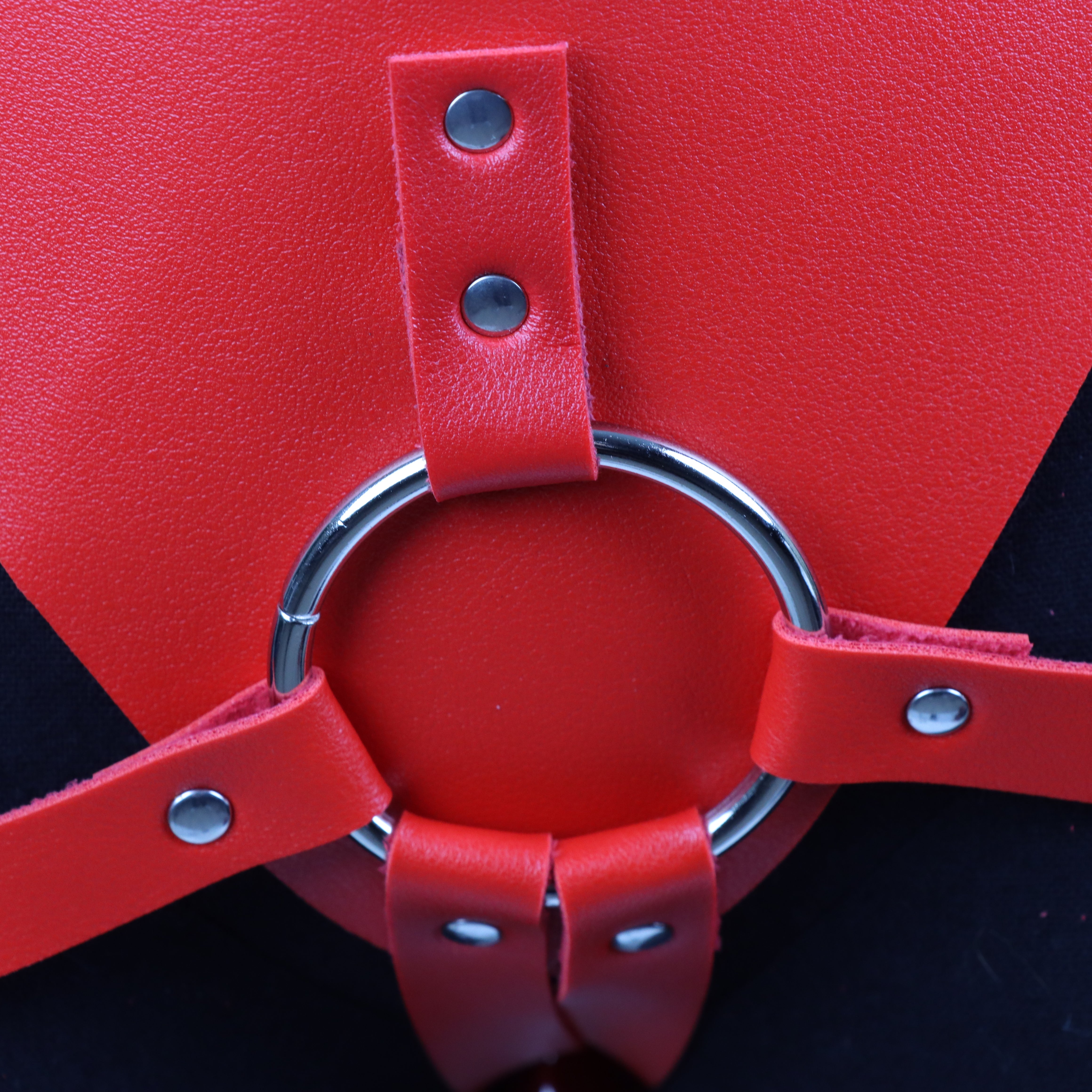 Red Premium Leather Strap On Harness