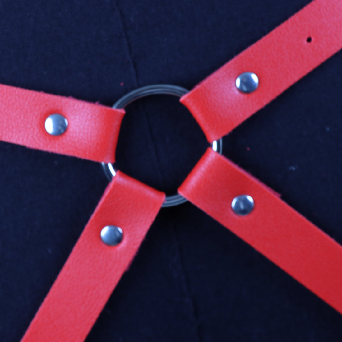 Red Premium Leather Strap On Harness