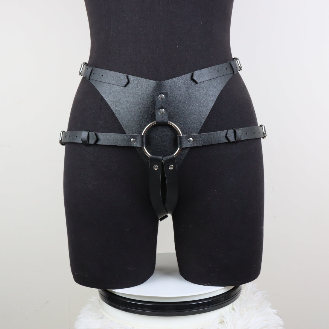 Black Premium Leather Couple Strap On Harness