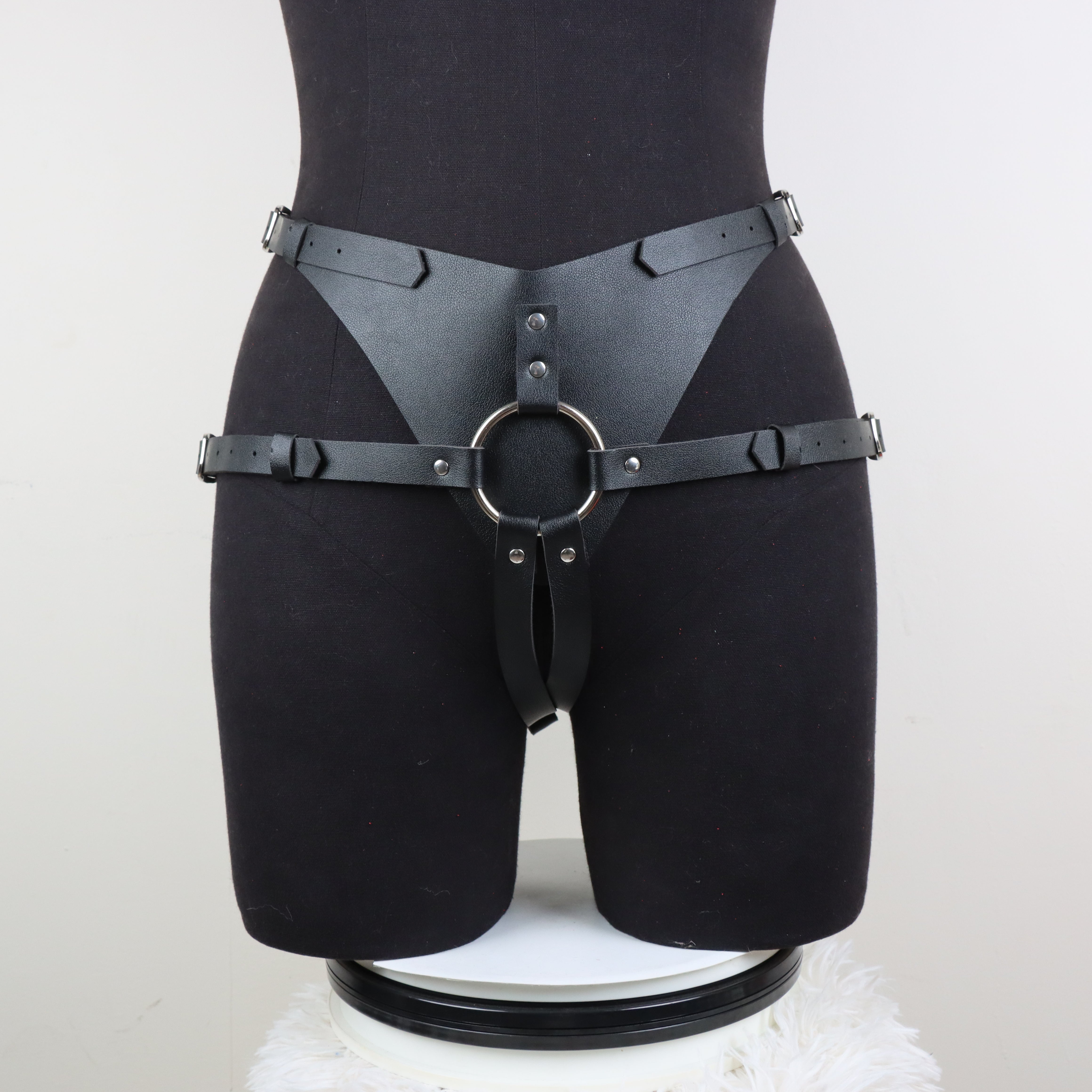 Black Premium Leather Couple Strap On Harness