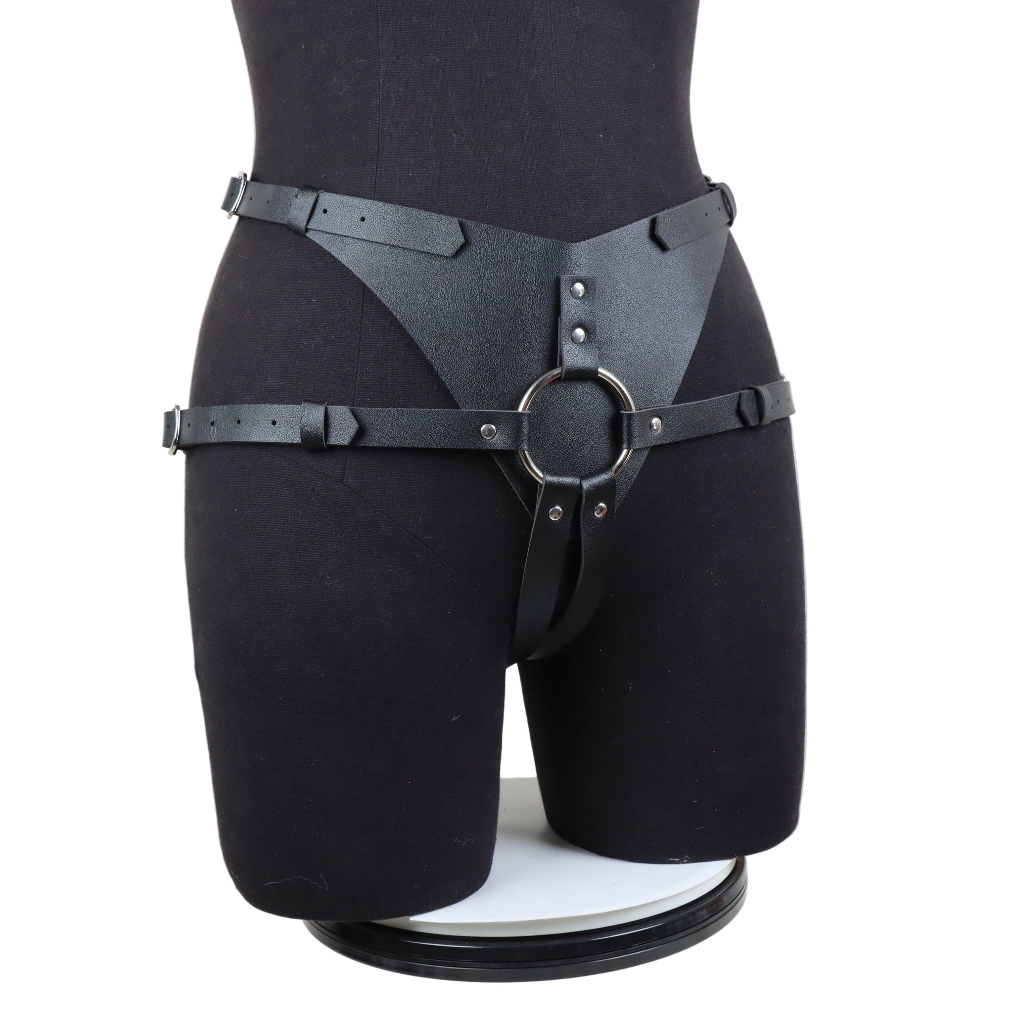 Black Premium Leather Couple Strap On Harness