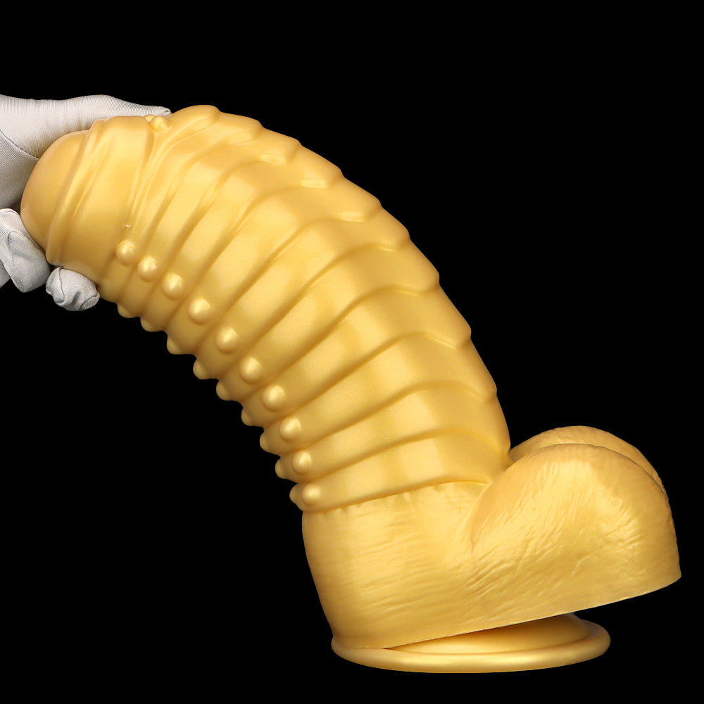 13 Inch Fantasy Gold Silicone Dragon Dildo