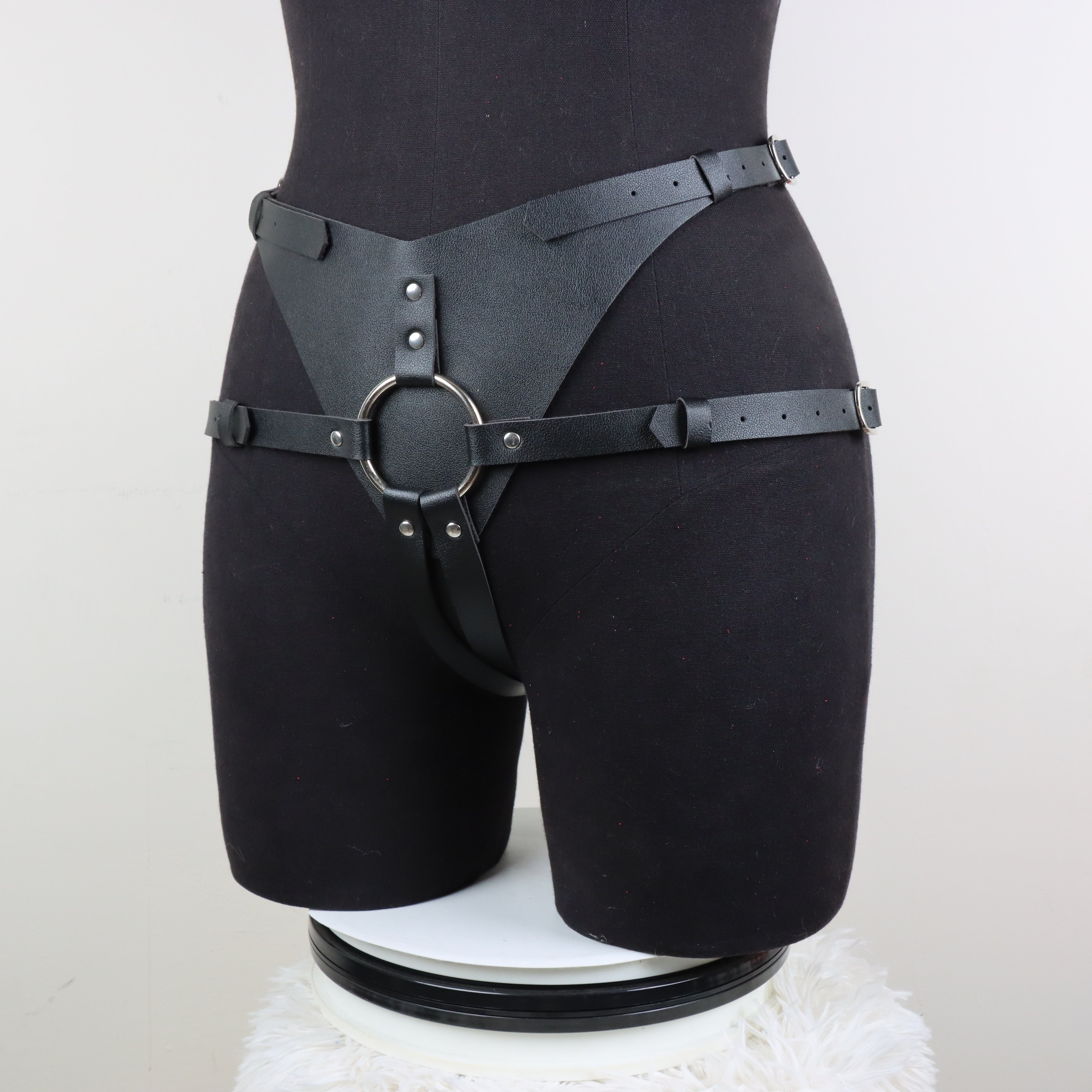 Black Premium Leather Couple Strap On Harness