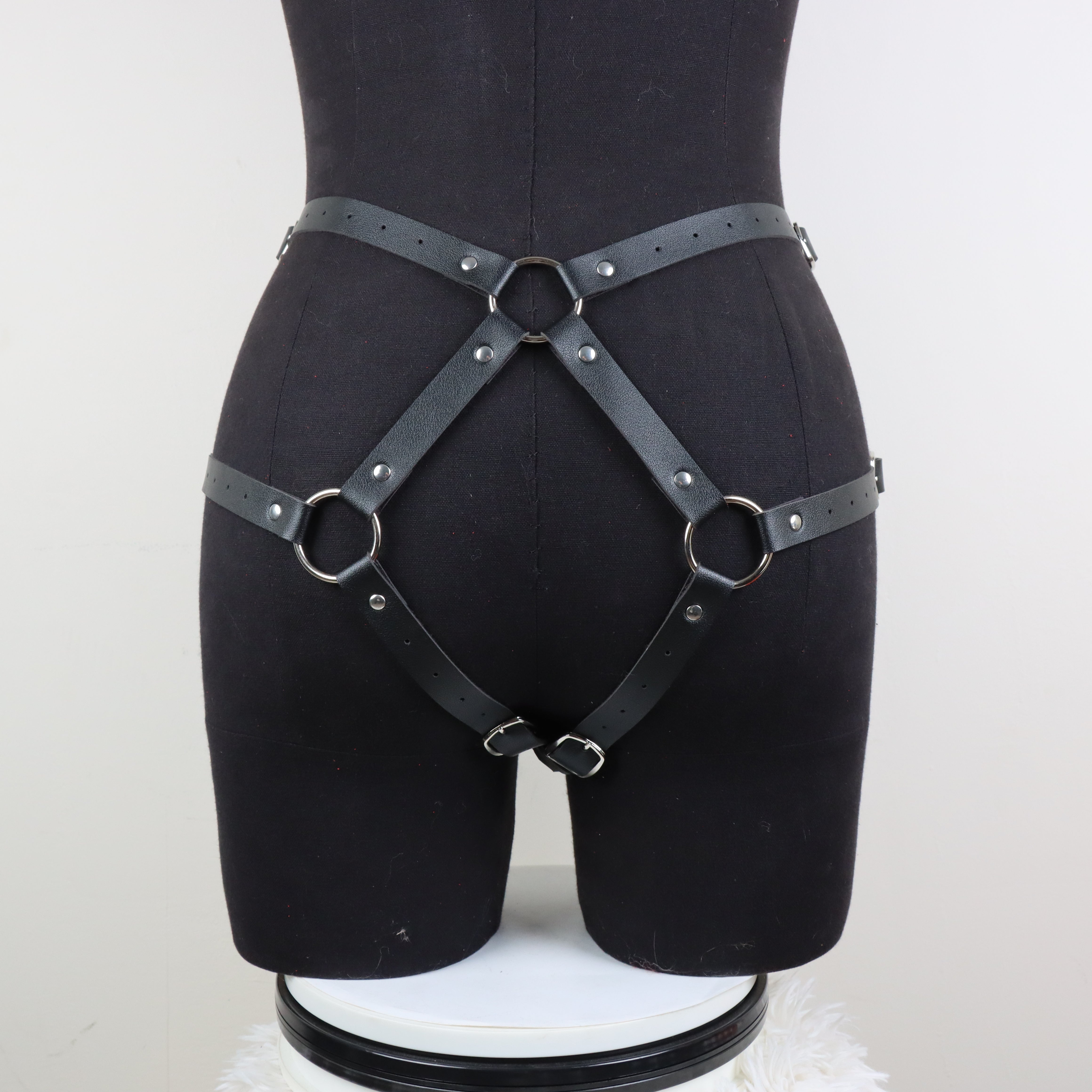 Black Premium Leather Couple Strap On Harness