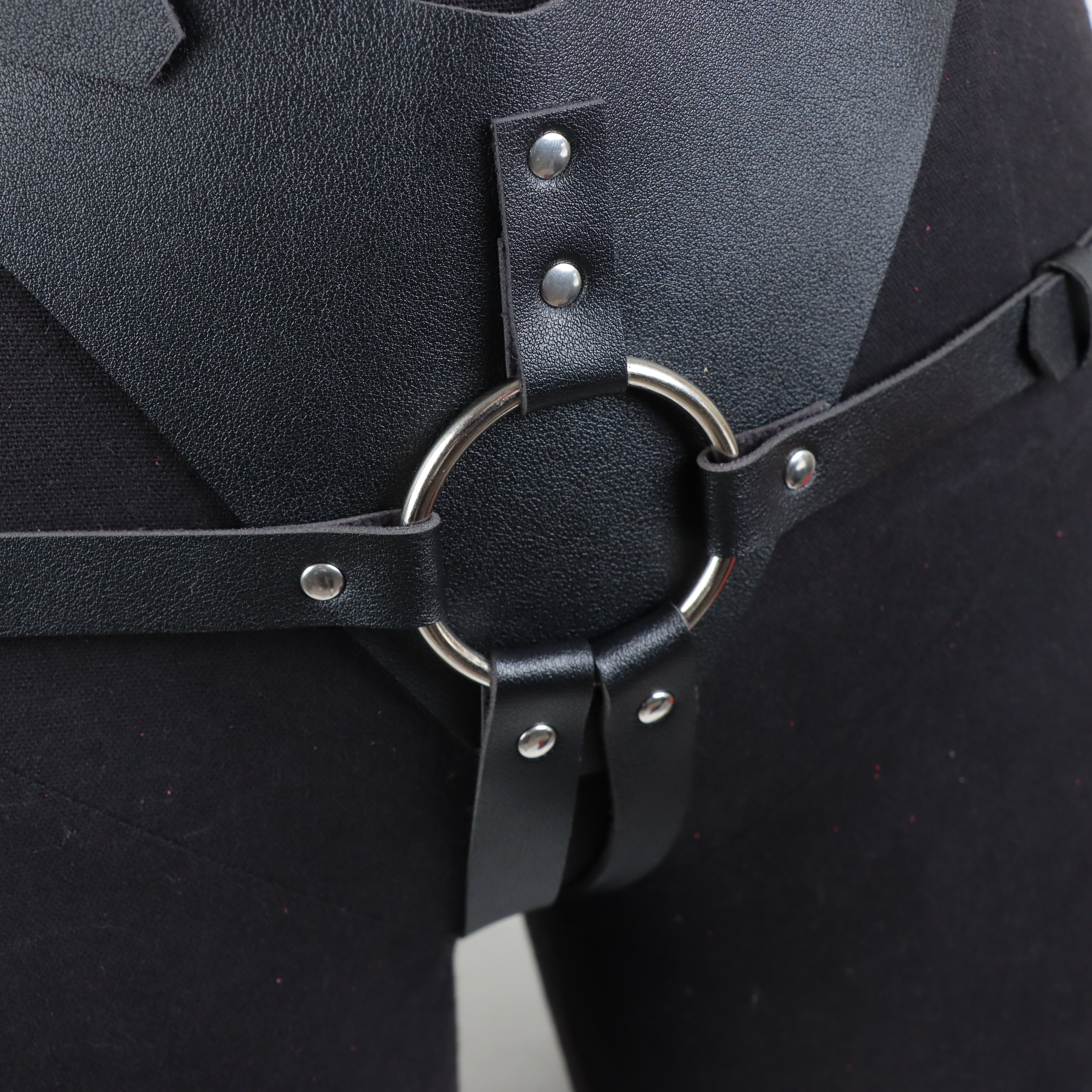 Black Premium Leather Couple Strap On Harness
